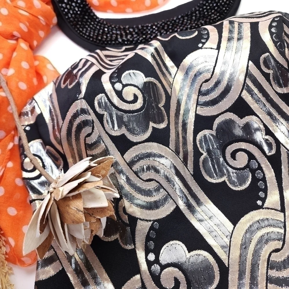 Lilly Pulitzer Black Gold Silver Beaded Halter Top Strappy Back Dress Sz… - Picture 14 of 14